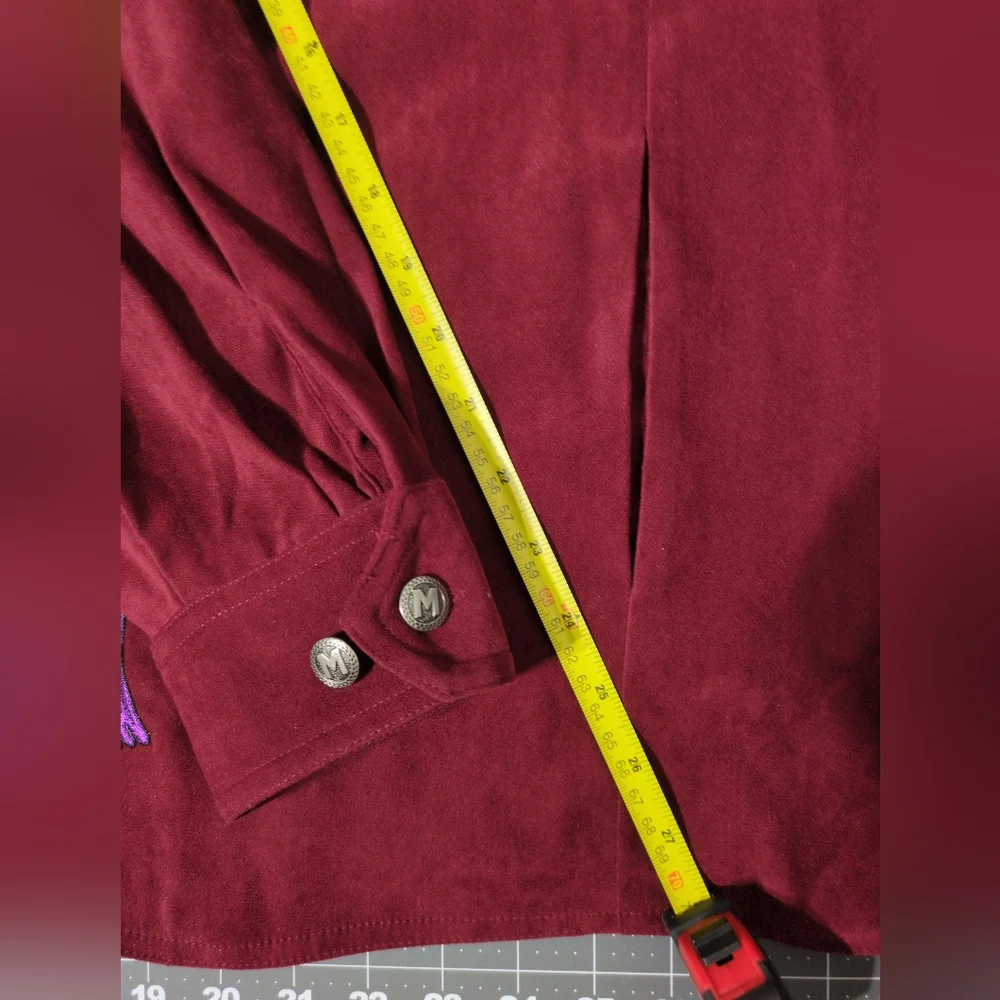 Bob Mackie Zippered Jacket 2X Wearable Art Cranberry Embroidery Tassels Lined - Picture 14 of 14